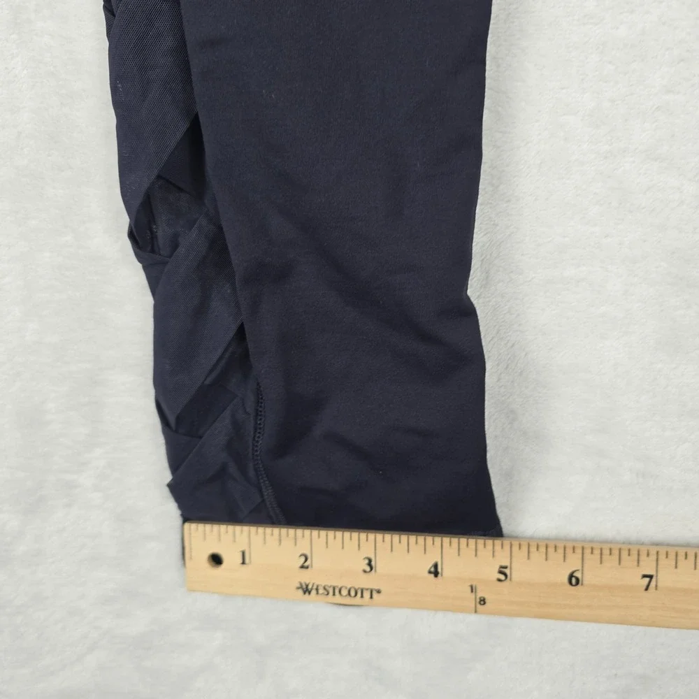 Lululemon Women's Leggings Var City Crop Mesh Criss‎ Cross Navy Blue Size 6